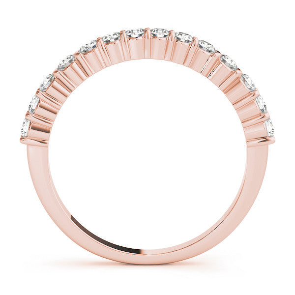 Rose gold Round Diamond Half Eternity Band with Shared Prong Setting