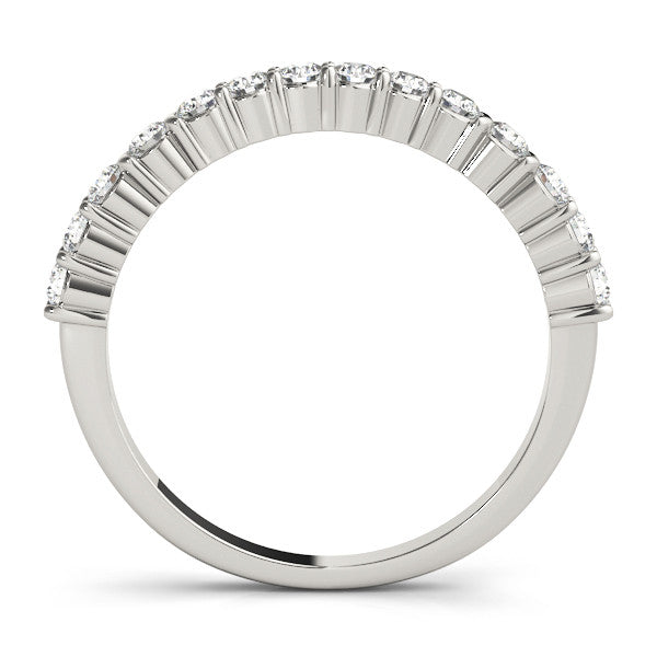 White gold Round Diamond Half Eternity Band with Shared Prong Setting
