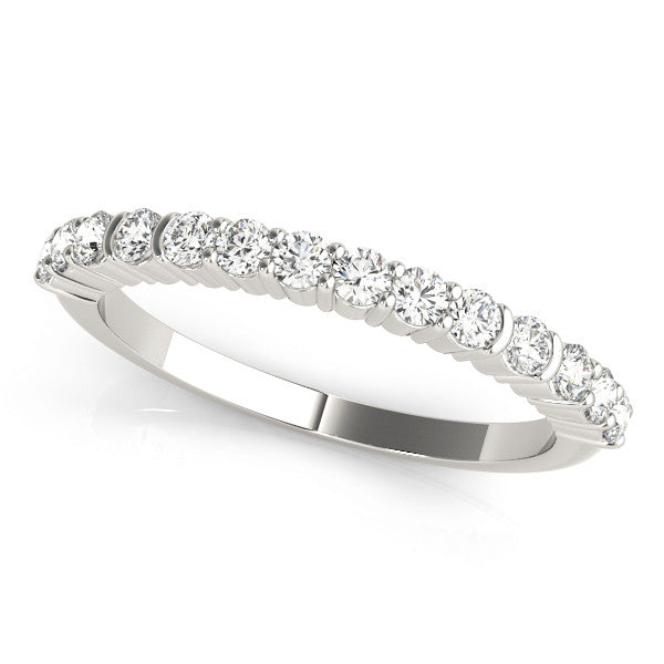 Platinum Round Diamond Half Eternity Band with Shared Prong Setting