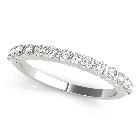Platinum Round Diamond Half Eternity Band with Shared Prong Setting