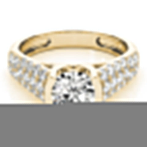 Yellow gold Round Cut Diamond Channel Set Pave Band with Tension Prong Setting