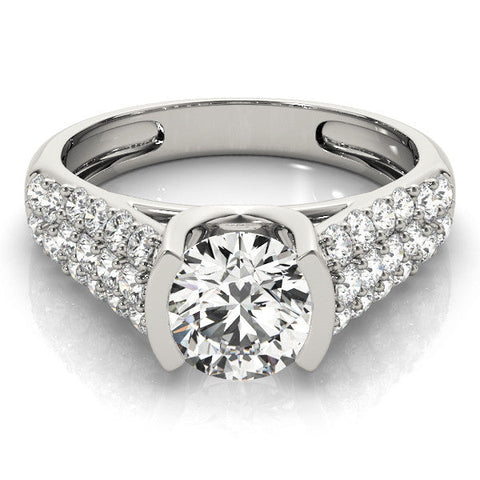 White gold Round Cut Diamond Channel Set Pave Band with Tension Prong Setting