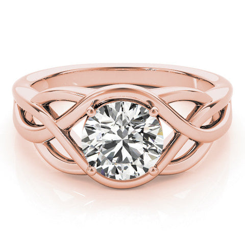 Rose gold Round Solitaire Intertwined Band Prong Setting Ring
