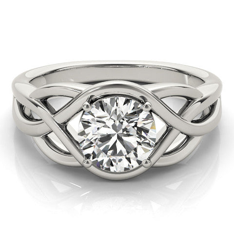 White gold Round Solitaire Intertwined Band Prong Setting Ring