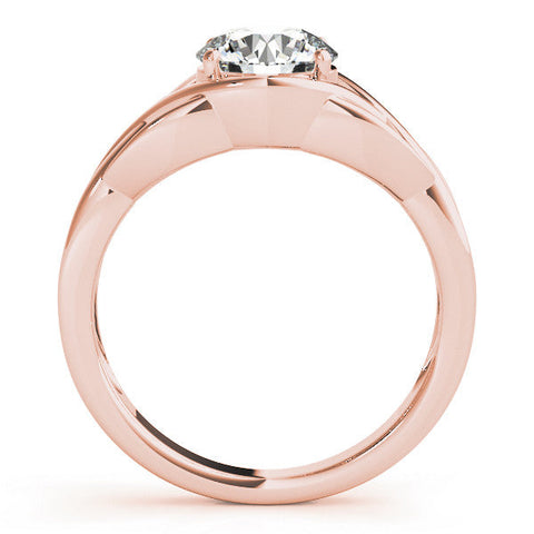 Rose gold Round Solitaire Intertwined Band Prong Setting Ring