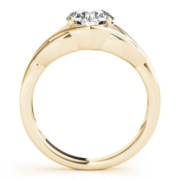 Yellow gold Round Solitaire Intertwined Band Prong Setting Ring