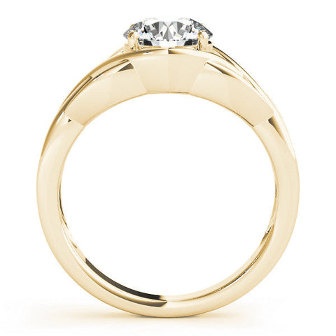 Yellow gold Round Solitaire Intertwined Band Prong Setting Ring