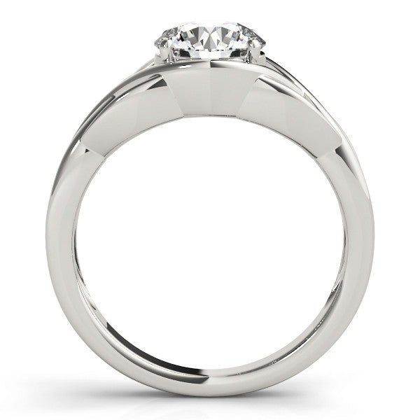 White gold Round Solitaire Intertwined Band Prong Setting Ring