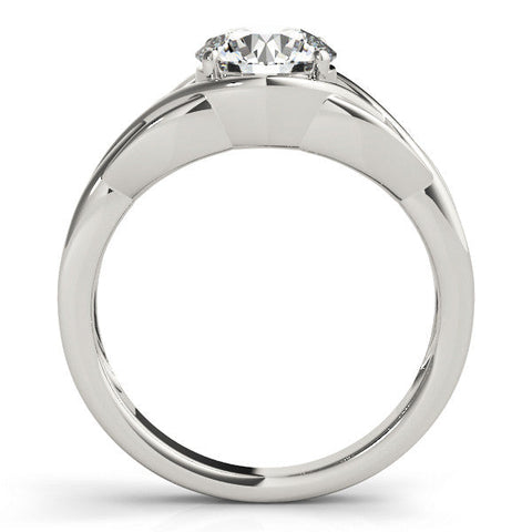 White gold Round Solitaire Intertwined Band Prong Setting Ring