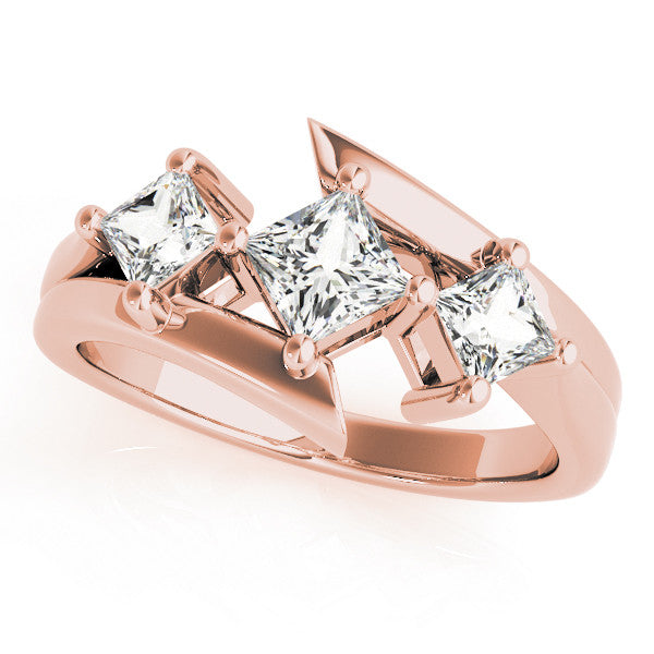 Rose gold Three-Stone Marquise Cut Tension Band Ring with Four-Prong Setting