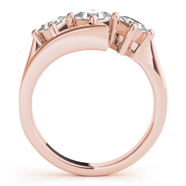 Rose gold Three-Stone Pear Cut Tension Band Ring with Four-Prong Setting