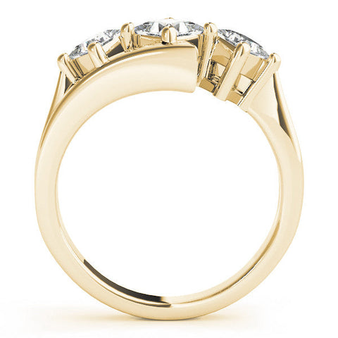 Yellow gold Three-Stone Marquise Cut Tension Band Ring with Four-Prong Setting