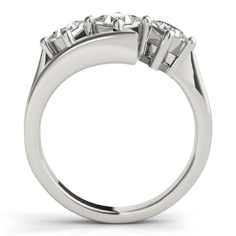 White gold Three-Stone Marquise Cut Tension Band Ring with Four-Prong Setting