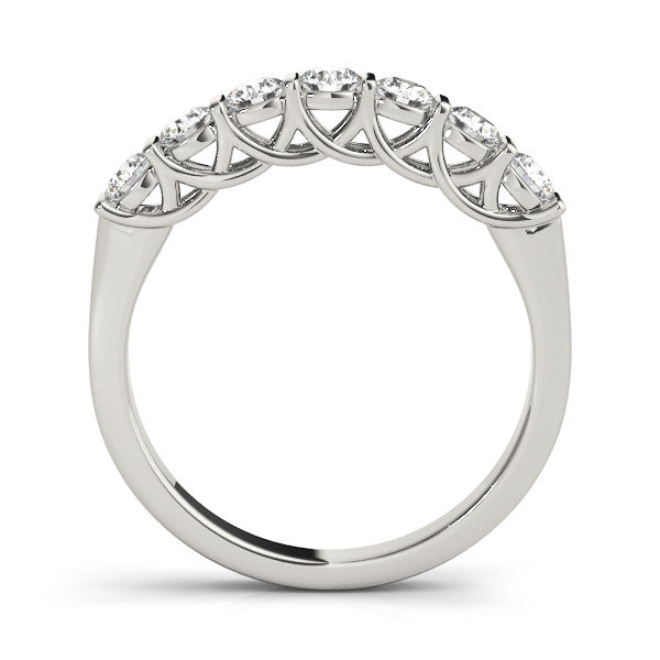 Silver Channel-Set Round Diamond Half-Eternity Band