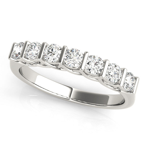 Platinum Channel-Set Round Diamond Half-Eternity Band