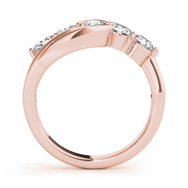 Rose gold Five-Stone Round Diamond Crossover Band with Prong Setting