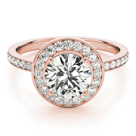 Rose gold Round Halo Diamond Pave Band with Four-Prong Setting
