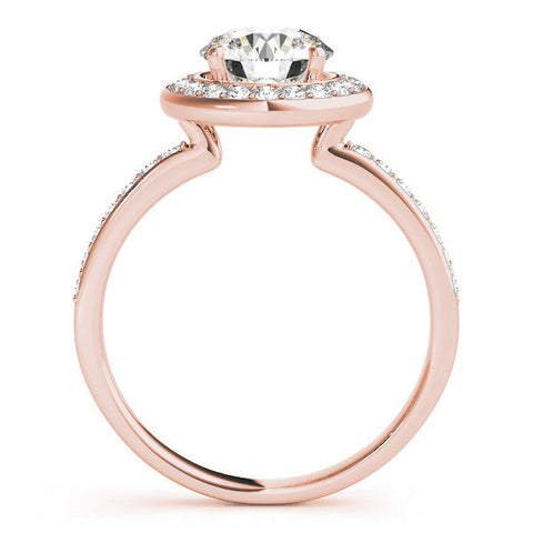 Rose gold Round Halo Diamond Pave Band with Four-Prong Setting
