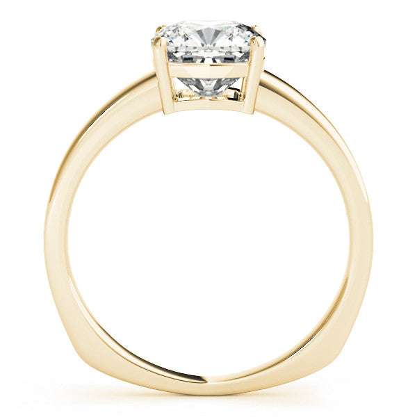 Yellow gold Cushion Cut Solitaire Engagement Ring with Four-Prong Setting and Classic Band