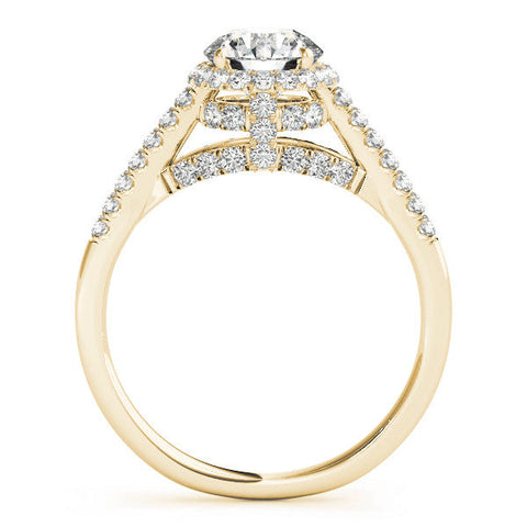 Yellow gold Round Halo Split Shank Diamond Engagement Ring