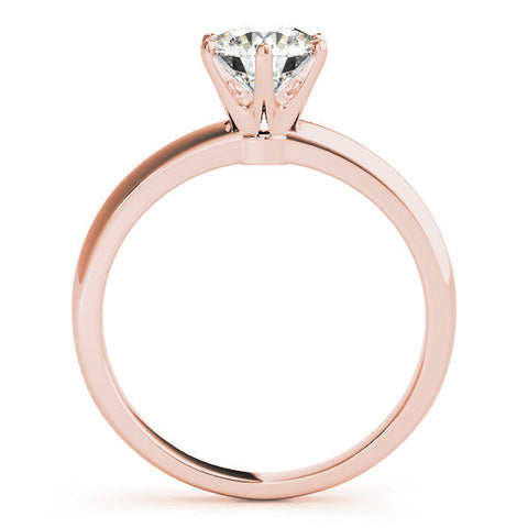 Rose gold Round Solitaire Diamond Ring with Six-Prong Setting on a Classic Band