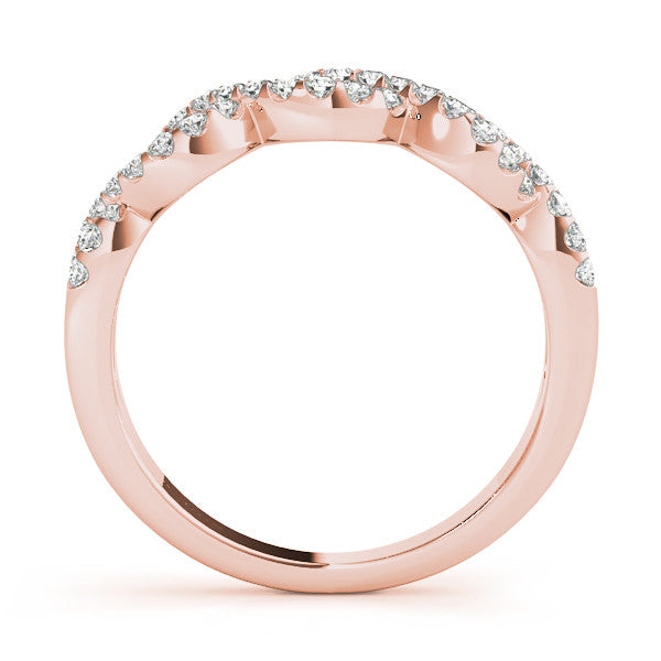 Rose gold Infinity Diamond Pavé Round Stone Twist Band with Prong Setting