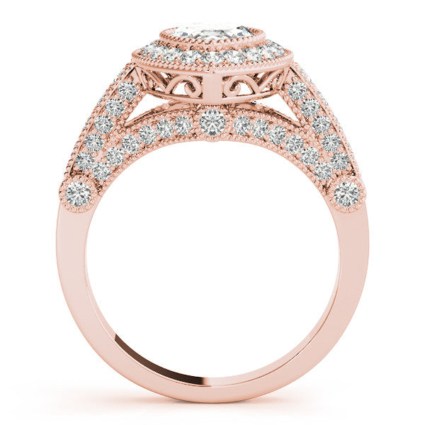 Rose gold Marquise Halo Diamond Split Shank Pave Ring