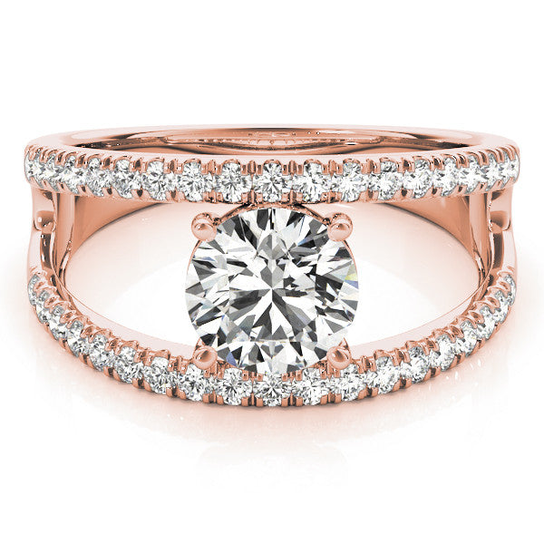 Rose gold Round Solitaire Split Shank Pave Diamond Ring