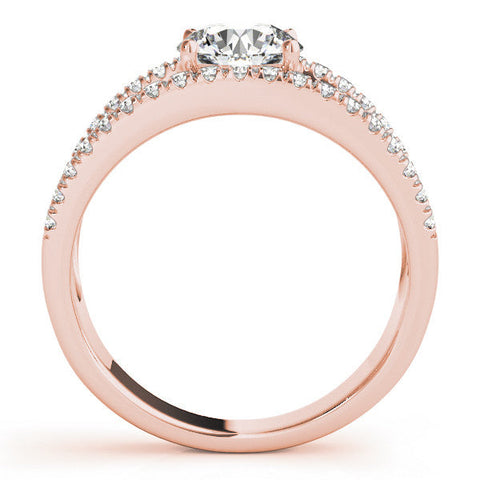 Rose gold Round Solitaire Split Shank Pave Diamond Ring