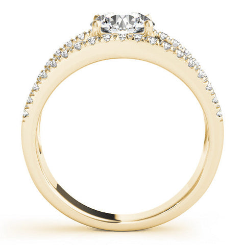 Yellow gold Round Solitaire Split Shank Pave Diamond Ring