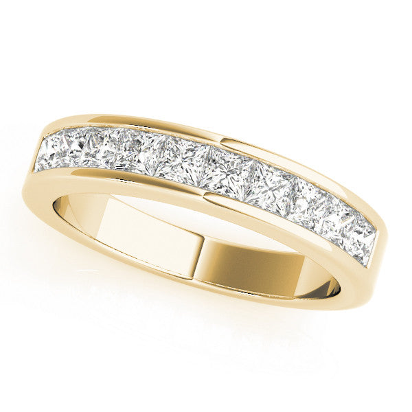 Yellow gold Princess Cut Channel Set Diamond Eternity Band