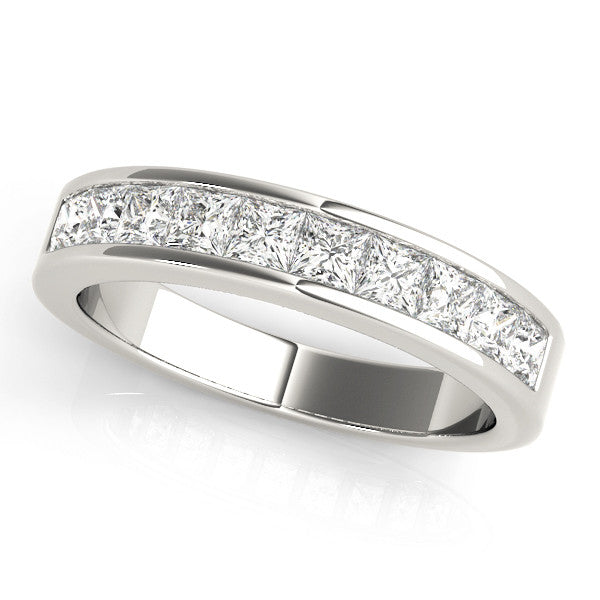 Silver Princess Cut Channel Set Diamond Eternity Band