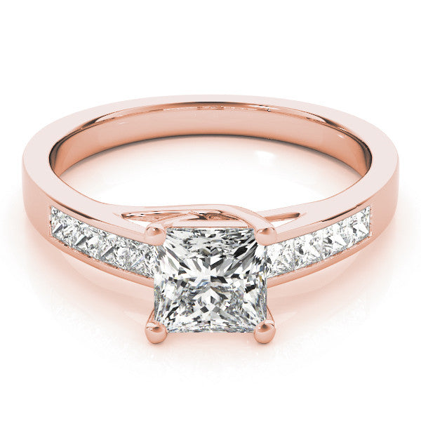 Rose gold Princess Cut Channel Set Diamond Engagement Ring with Four-Prong Setting