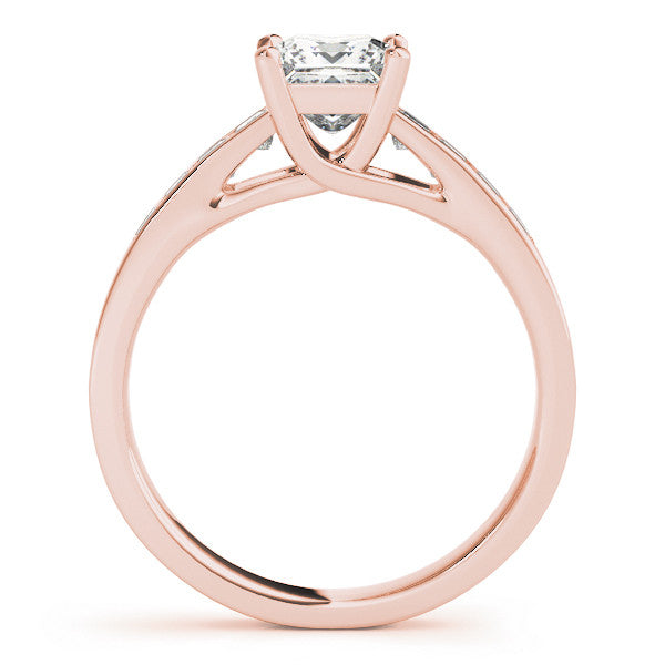Rose gold Princess Cut Channel Set Diamond Engagement Ring with Four-Prong Setting