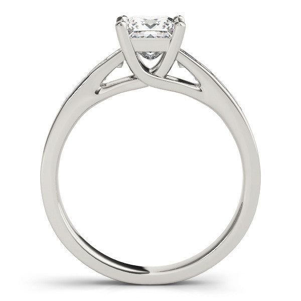 White gold Princess Cut Channel Set Diamond Engagement Ring with Four-Prong Setting