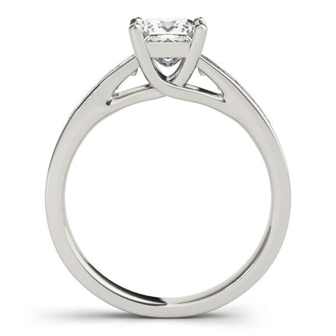 Platinum Princess Cut Channel Set Diamond Engagement Ring with Four-Prong Setting
