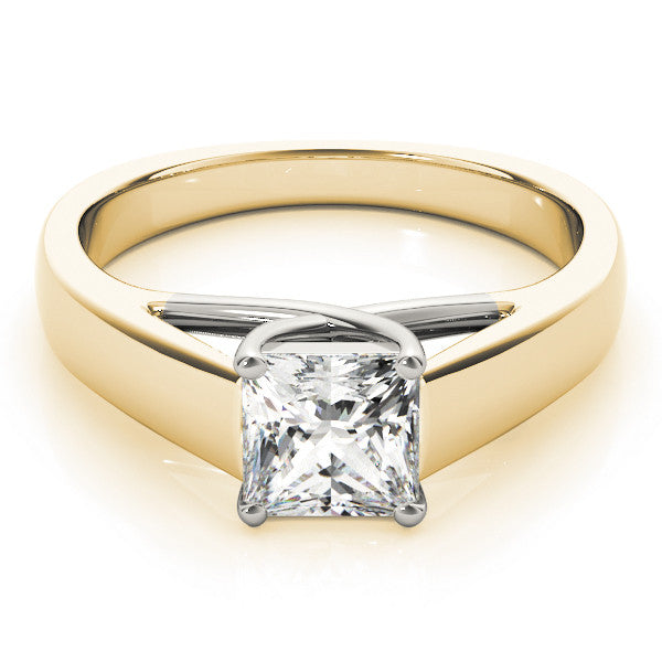 Yellow gold Princess Cut Solitaire Engagement Ring with Cathedral Setting and Four-Prong Setting