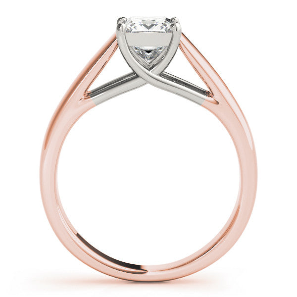 Rose gold Princess Cut Solitaire Engagement Ring with Cathedral Setting and Four-Prong Setting