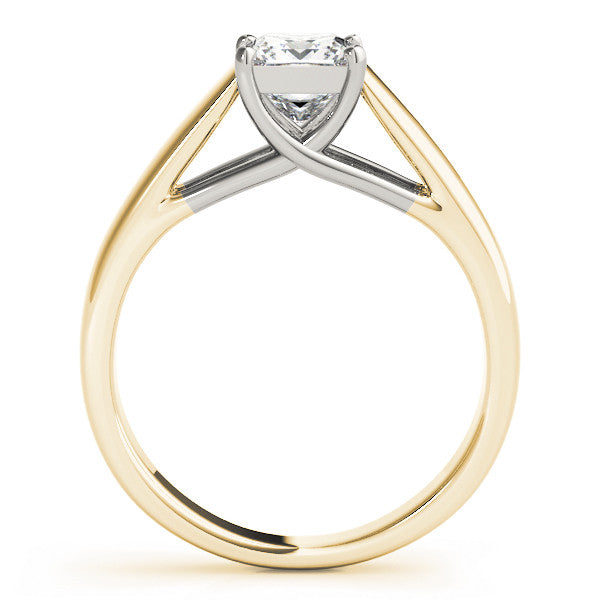 Yellow gold Princess Cut Solitaire Engagement Ring with Cathedral Setting and Four-Prong Setting