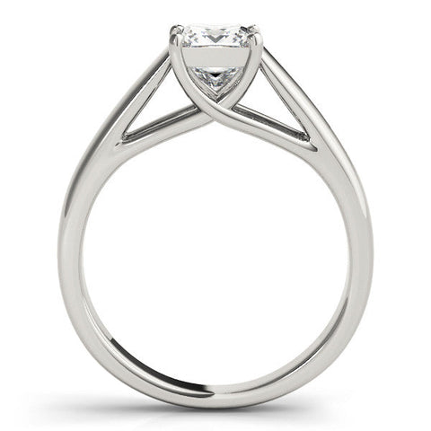 Silver Princess Cut Solitaire Engagement Ring with Cathedral Setting and Four-Prong Setting