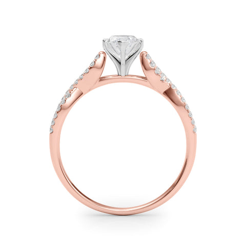 Rose gold Marquise Solitaire Twisted Pave Diamond Engagement Ring with Four-Prong Setting