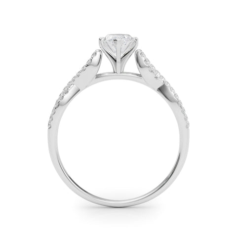 White gold Marquise Solitaire Twisted Pave Diamond Engagement Ring with Four-Prong Setting