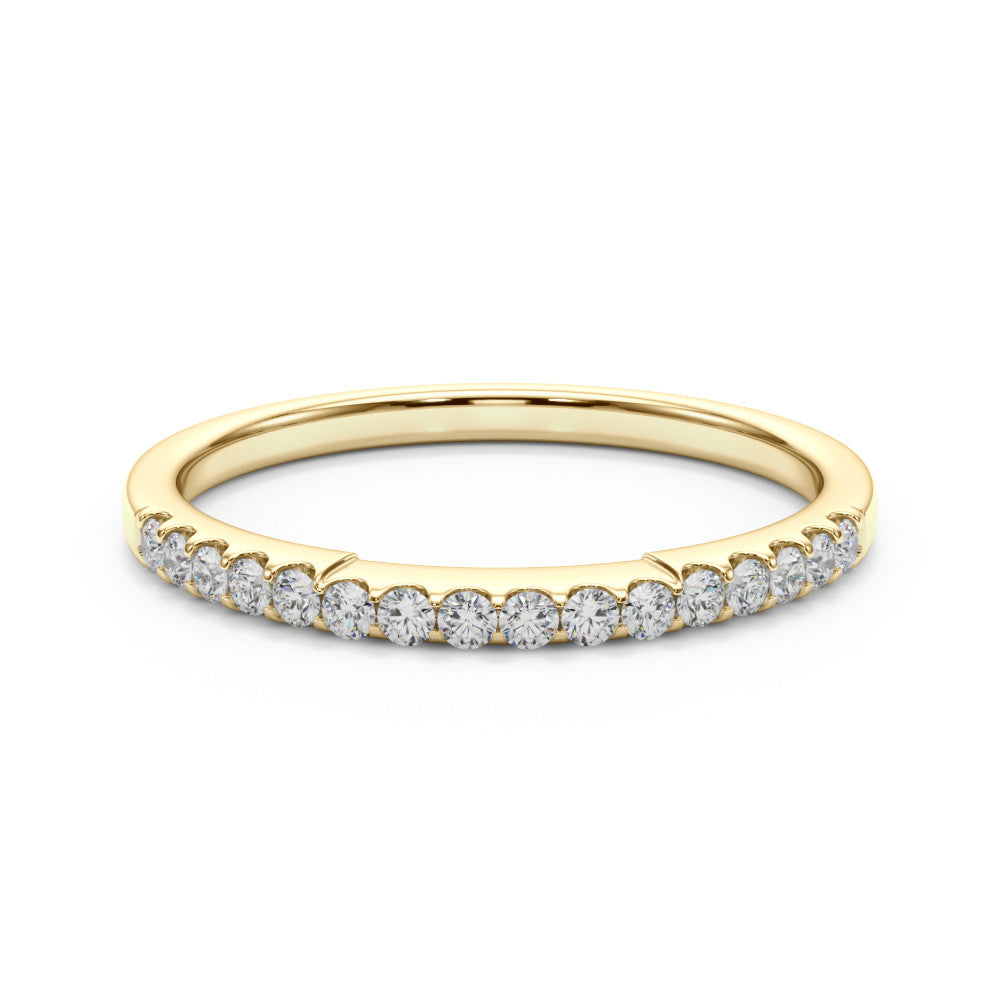 Yellow gold Round Diamond Pavé Half-Eternity Band with Shared Prong Setting