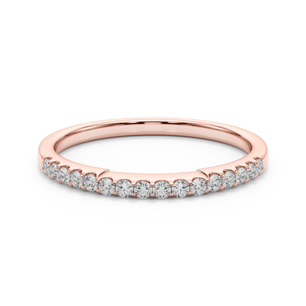 Rose gold Round Diamond Pavé Half-Eternity Band with Shared Prong Setting