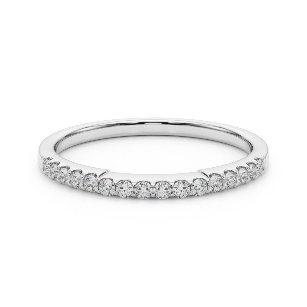 White gold Round Diamond Pavé Half-Eternity Band with Shared Prong Setting