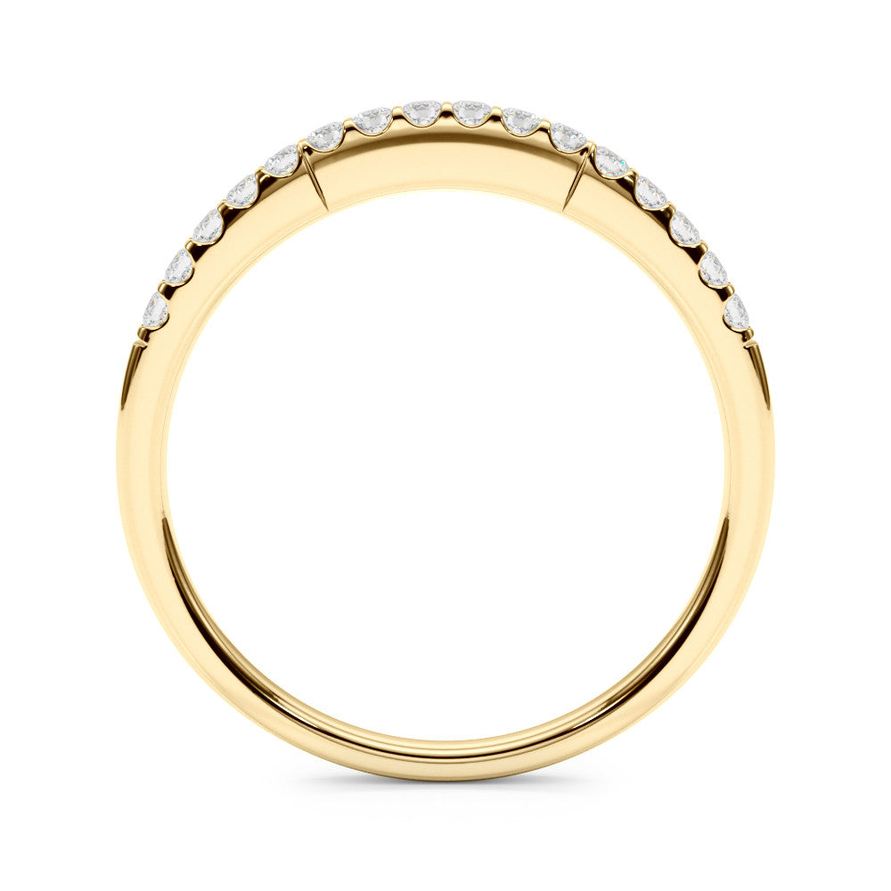 Yellow gold Round Diamond Pavé Half-Eternity Band with Shared Prong Setting