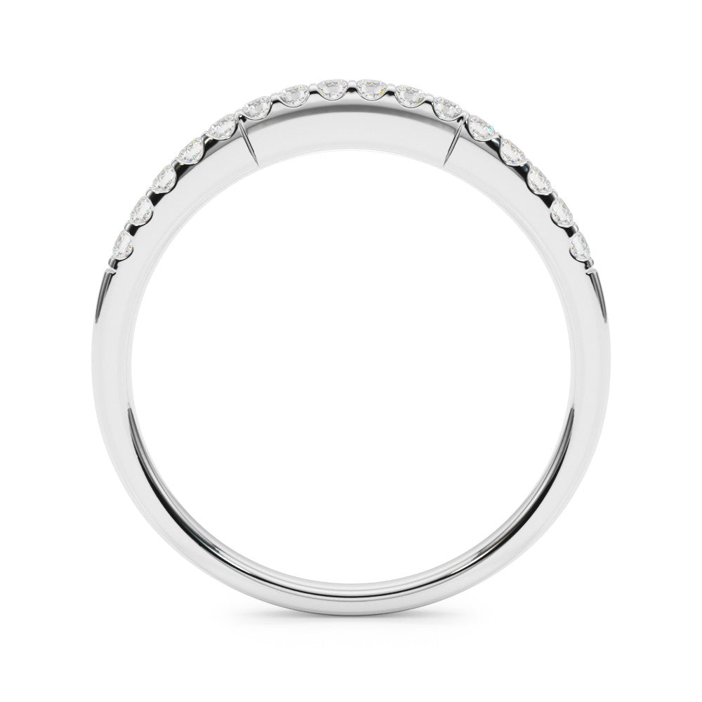White gold Round Diamond Pavé Half-Eternity Band with Shared Prong Setting