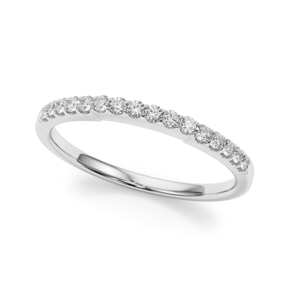 White gold Round Diamond Pavé Half-Eternity Band with Shared Prong Setting