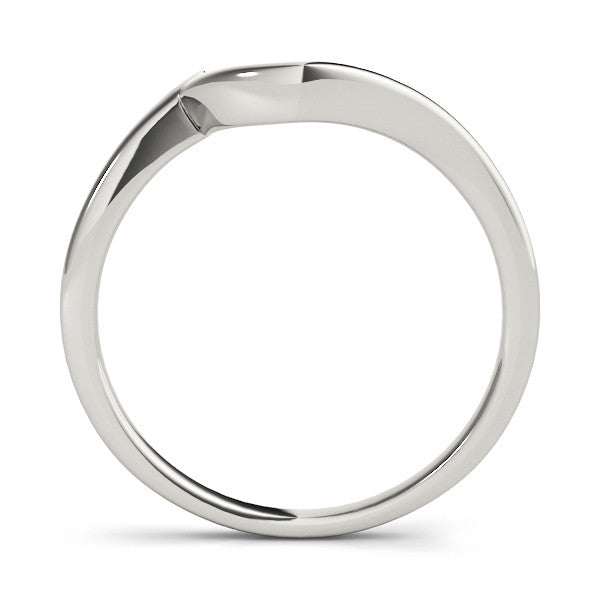 Silver Chevron Curved Solitaire Band