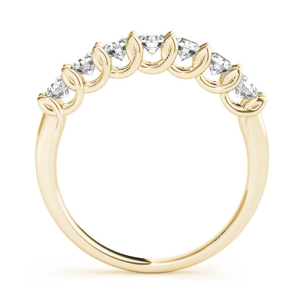 Yellow gold Round Diamond Prong-Set Half Eternity Band